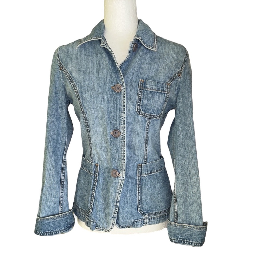 Vintage J. Crew Structured Denim Jean Jacket Blazer - XS
